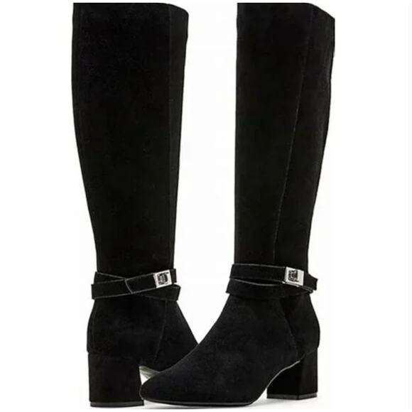 Blondo Ashley Tall Boots 11 Black Suede NWOT Waterproof Knee High Heel Riding - Picture 1 of 9